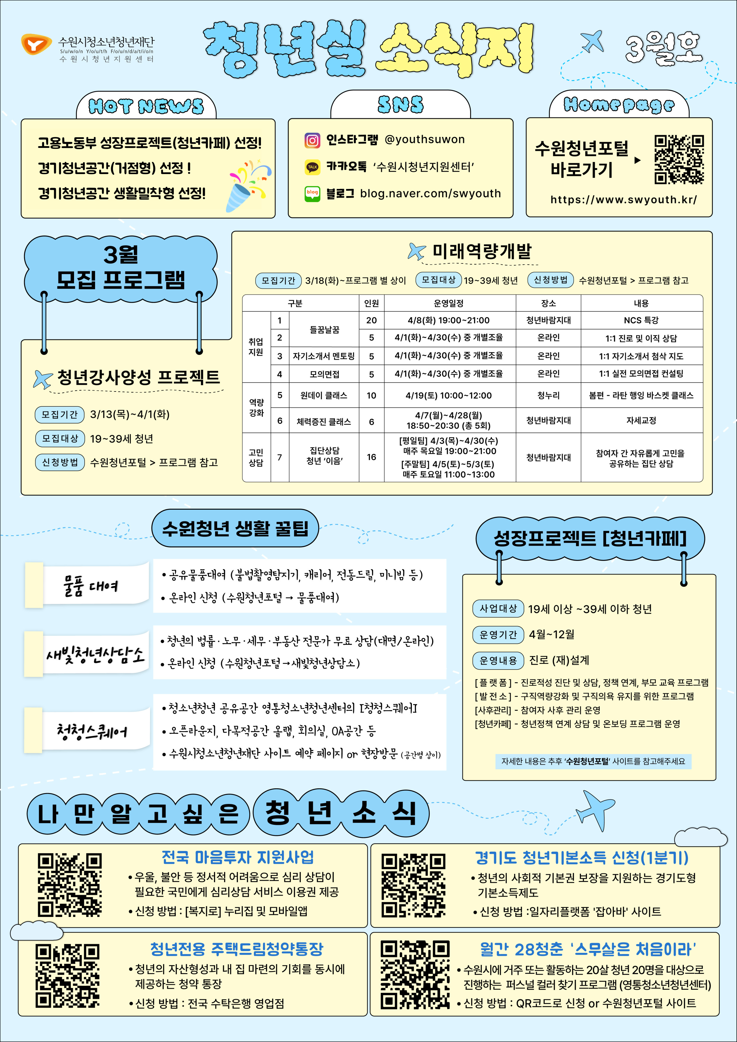 수원시청년지원센터 소식지(3월호)